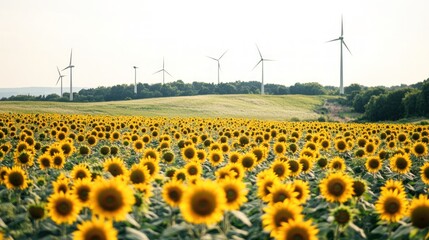 Sunflowers and Wind Turbines