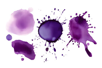 Canvas Print - Abstract purple watercolor splash blob isolated on transparent background