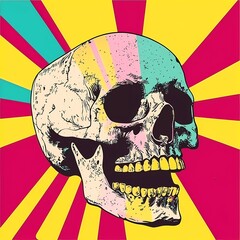 Wall Mural - Skull themed retro and pop art design illustration 