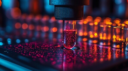 Wall Mural - closeup of a liquid biopsy sample being analyzed for circulating tumor dna on a digital screen