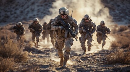 Military soldiers in desert combat