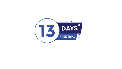 13 days free trial Countdown number banner templates. time icon. Vector Illustration