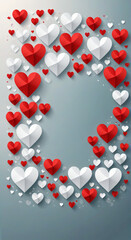 Poster - red hearts on white background