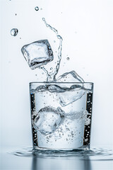 Close-up of clear cups and ice water