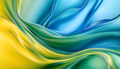 Canvas Print - abstract blue green yellow gradient background with liquid style waves