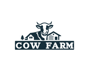 Cow logo vector. Colorful cow logo. Animal farm. Cow icon. 