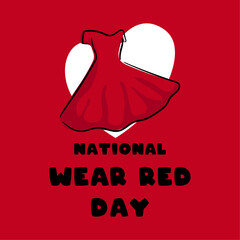 National Wear Red Day. The first Friday in February. Flat design vector. Poster, banner, card, background.