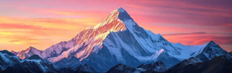 Majestic Mountain Peak at Sunset in Glowing Colors