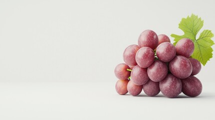 Wall Mural - Fresh bunch of red grapes with vibrant color and green leaf, perfect for health, nutrition, and culinary themes.