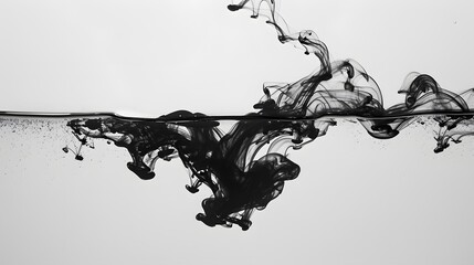 Wall Mural - An ink drop spreading slowly in water with a minimalist setup  AI generated illustration