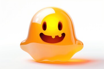 Wall Mural - ghost emoji icon with a glossy reflective surface isolated on a white background