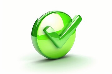 Wall Mural - green checkmark emoji icon shiny smooth finish isolated on a white background