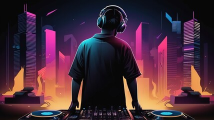 Wall Mural - dj in action