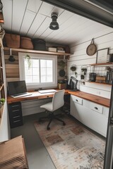 Sticker - Cozy and simple garage workspace  AI generated illustration