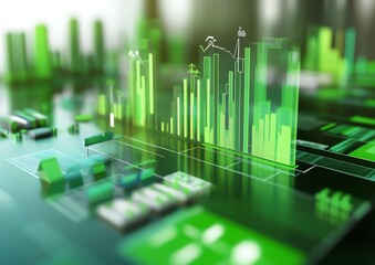 Wall Mural - Market growth chart and financial graphs showing business success in a 3D bar design illustration