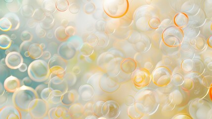 Wall Mural - Delicate pastel bubbles floating in a sea of warm white  AI generated illustration