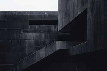 Minimalist aesthetic design of dark architecture theme focuses on shapes and patterns