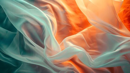 Wall Mural - Elegant movement of silk fabric fluttering in a light breeze  AI generated illustration