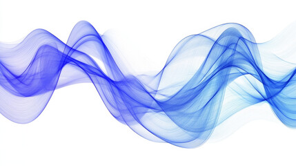 A blue wave of energy is pulsing, looking like sound waves. It's isolated against a white background. This 3D image shows the power of music.