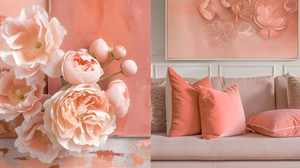 Wall Mural - Gentle coral shades that bring a hint of warmth and energy  AI generated illustration