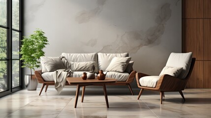 Poster - modern living interior with armchair