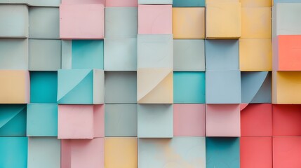 Wall Mural - Pastel-colored geometric shapes arranged minimally  AI generated illustration