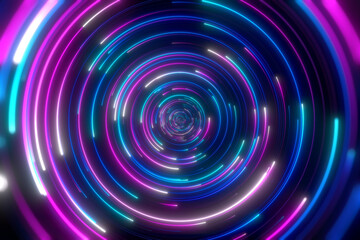 Wall Mural - minimal spiral in rotation. abstract background in blue and purple neon colors. rotating galaxy. spa