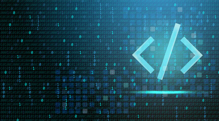Coding background with binary number. Programming code developer web, and software. Vector technology