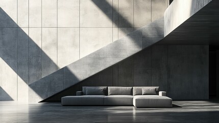 Modern Interior Design with Concrete Walls and Sunlight