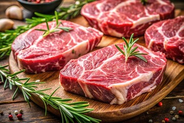 Close-up Fresh meat marbled beef steaks. 