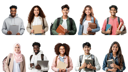 Poster - PNG diverse university student element set, transparent background