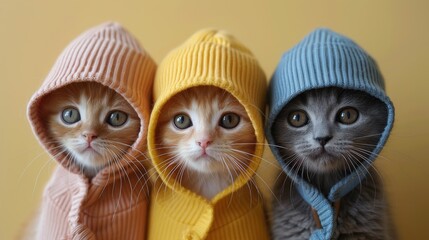 funny adorable kittens wearing hats