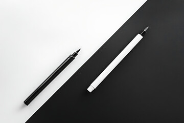 Two markers positioned on contrasting backgrounds, one black and one white.