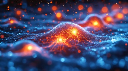 Wall Mural - closeup of an optogenetic experiment with neurons being stimulated by targeted light pulses