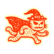 © Satoru Sketches - creepy running cat wearing a witch hat and a cloak Halloween sticker character illustration