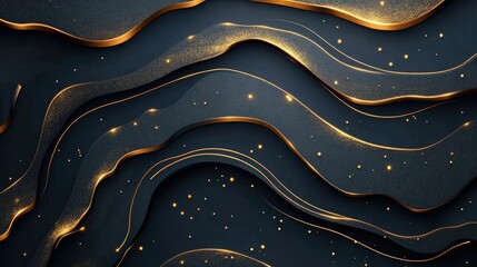 Wall Mural - Abstract Black and Gold Pattern