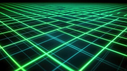 Wall Mural - Abstract Grid Pattern with Green Neon Lines