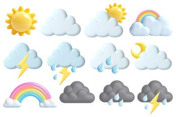 Wall Mural - png 3d weather element set, transparent background
