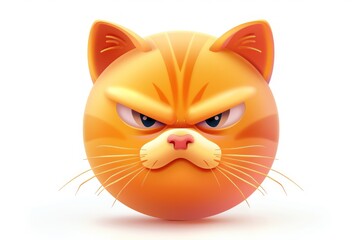 Wall Mural - pouting cat face emoji icon with a shiny finish isolated on a white background