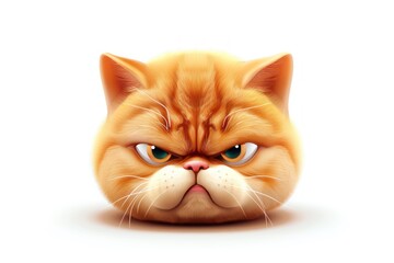 Wall Mural - cat face emoji icon with a shiny detailed finish isolated on a white background