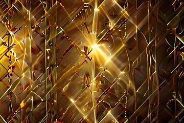 Wall Mural - Abstract gold threads background with glow effect Generative AI