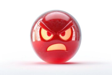 Wall Mural - red angry face emoji icon with a shiny realistic texture isolated on a white background