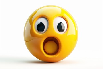 Wall Mural - a shocked face emoji icon with a realistic texture and a glossy finish