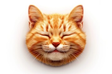 Wall Mural - smiling cat face emoji icon with a shiny realistic texture isolated on a white background