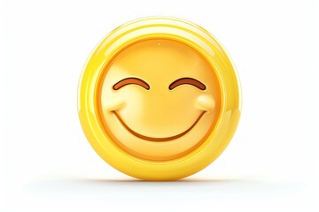 Wall Mural - face with halo emoji icon with a shiny detailed finish isolated on a white background