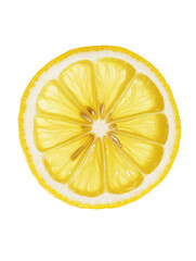 Wall Mural - bright yellow juicy lemon slice isolated on transparent background