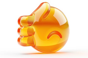 Wall Mural - thumbs down emoji icon with a glossy reflective surface isolated on a white background