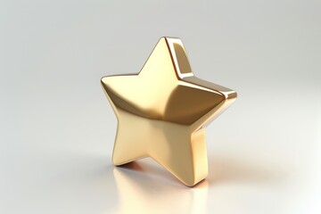 Wall Mural - shiny 3d golden star emoji icon with a reflective surface isolated on a white background