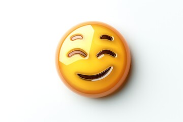 Wall Mural - winking face emoji icon with a glossy surface isolated on a white background