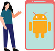 © Flaticons - Girl showing android phone device.